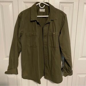 Old Navy Shacket Oversized Lightweight Button Down Jacket (Olive Green)